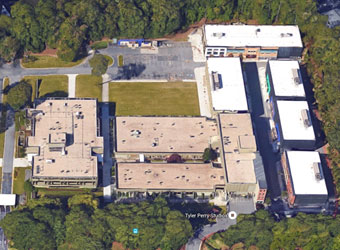 An aerial view of a building in Georgia.