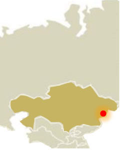 Map of Kazakhstan with different countries highlighted.